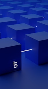 a group of blue cubes with numbers on them