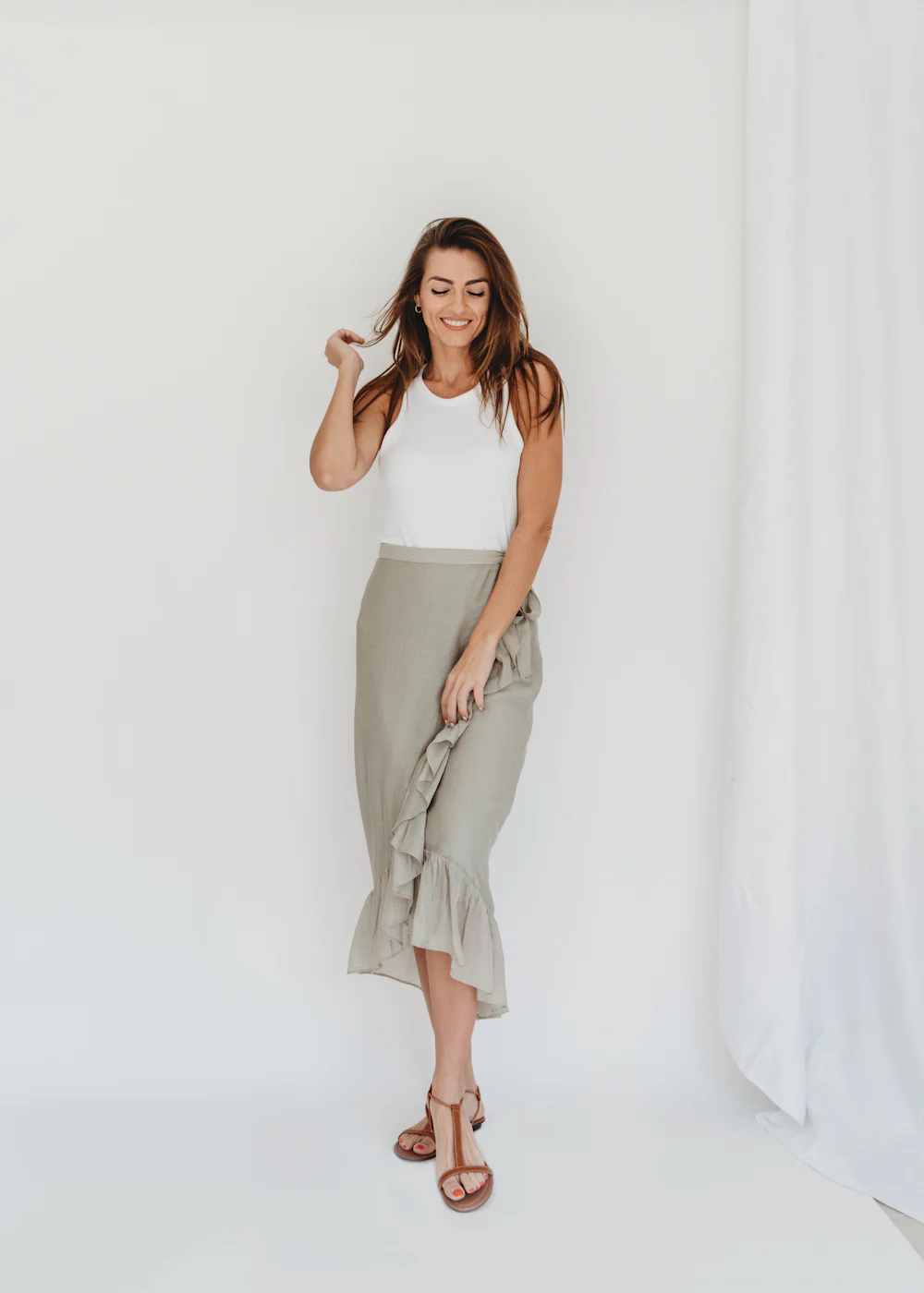 Pleated Mini Skirt — Camel view 2