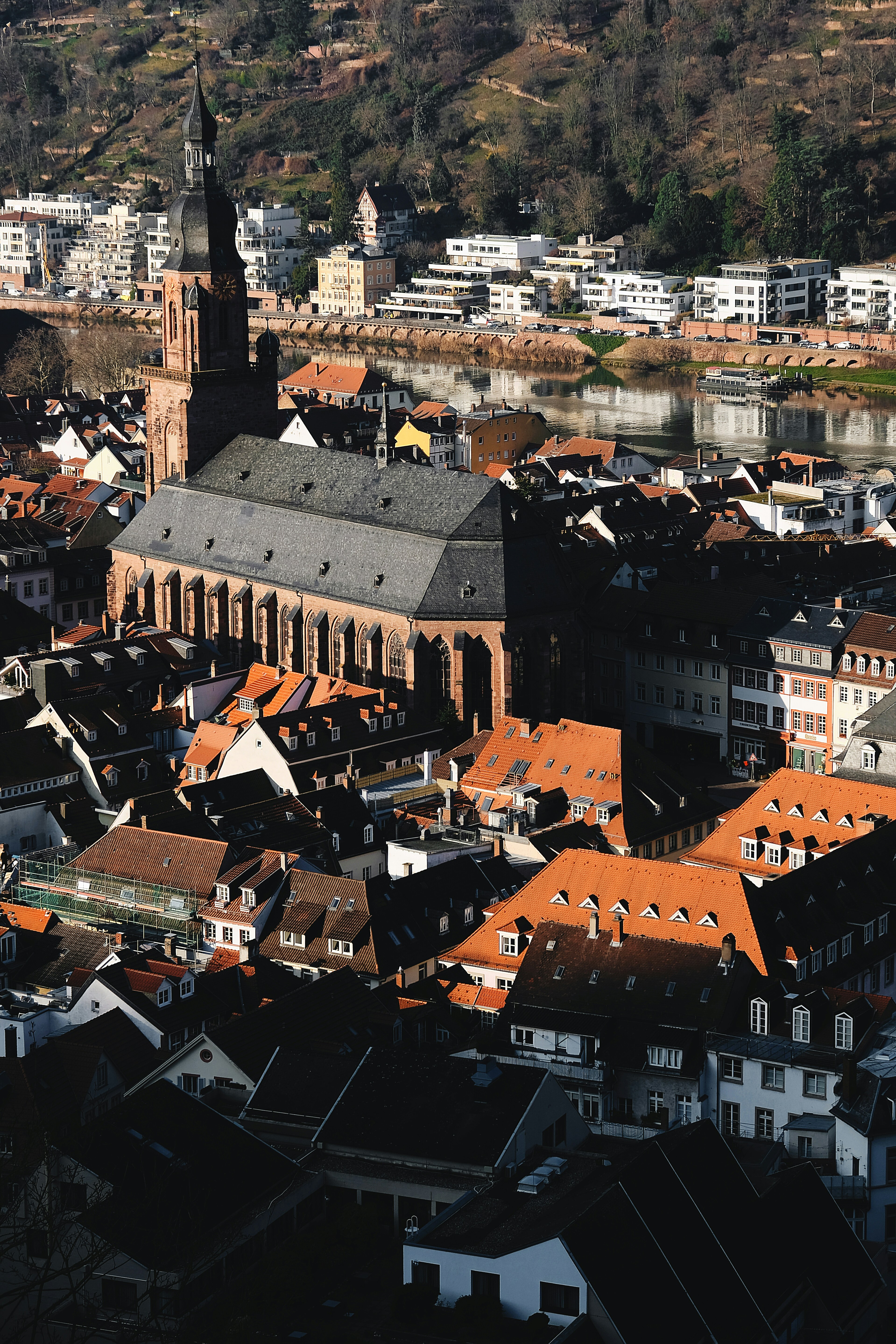 an aerial view of a city with many buildings