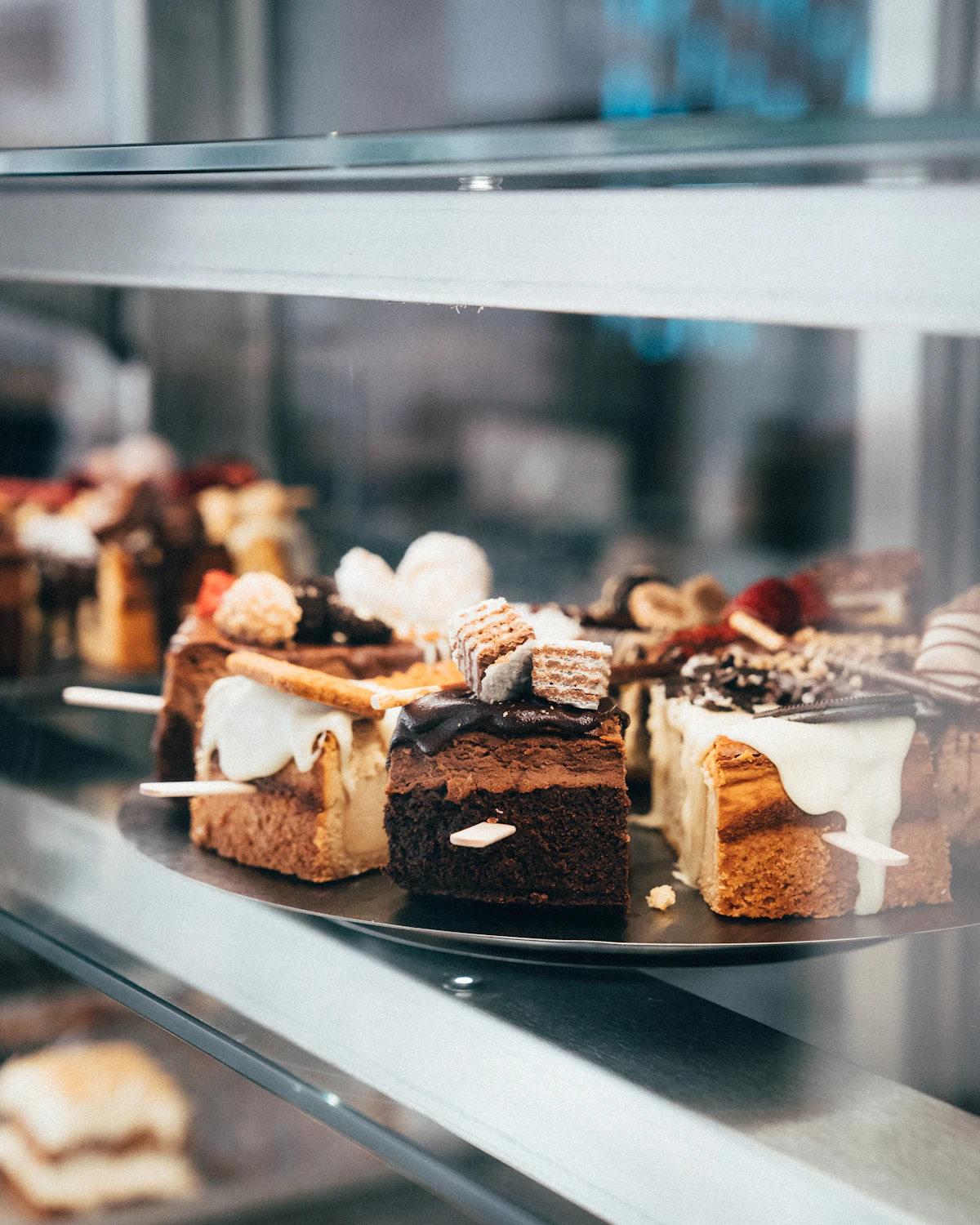 Cakes in the display case