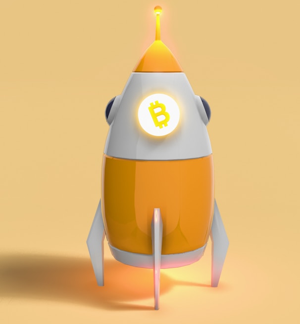 a yellow and white rocket with a dollar sign on it