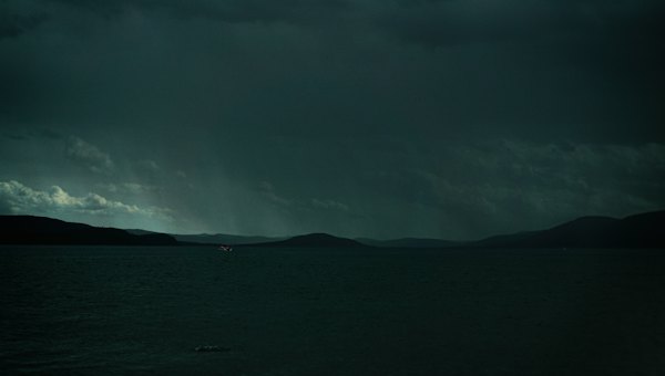 A dark sky over a large body of water — Lake Khövsgöl, Mongolia