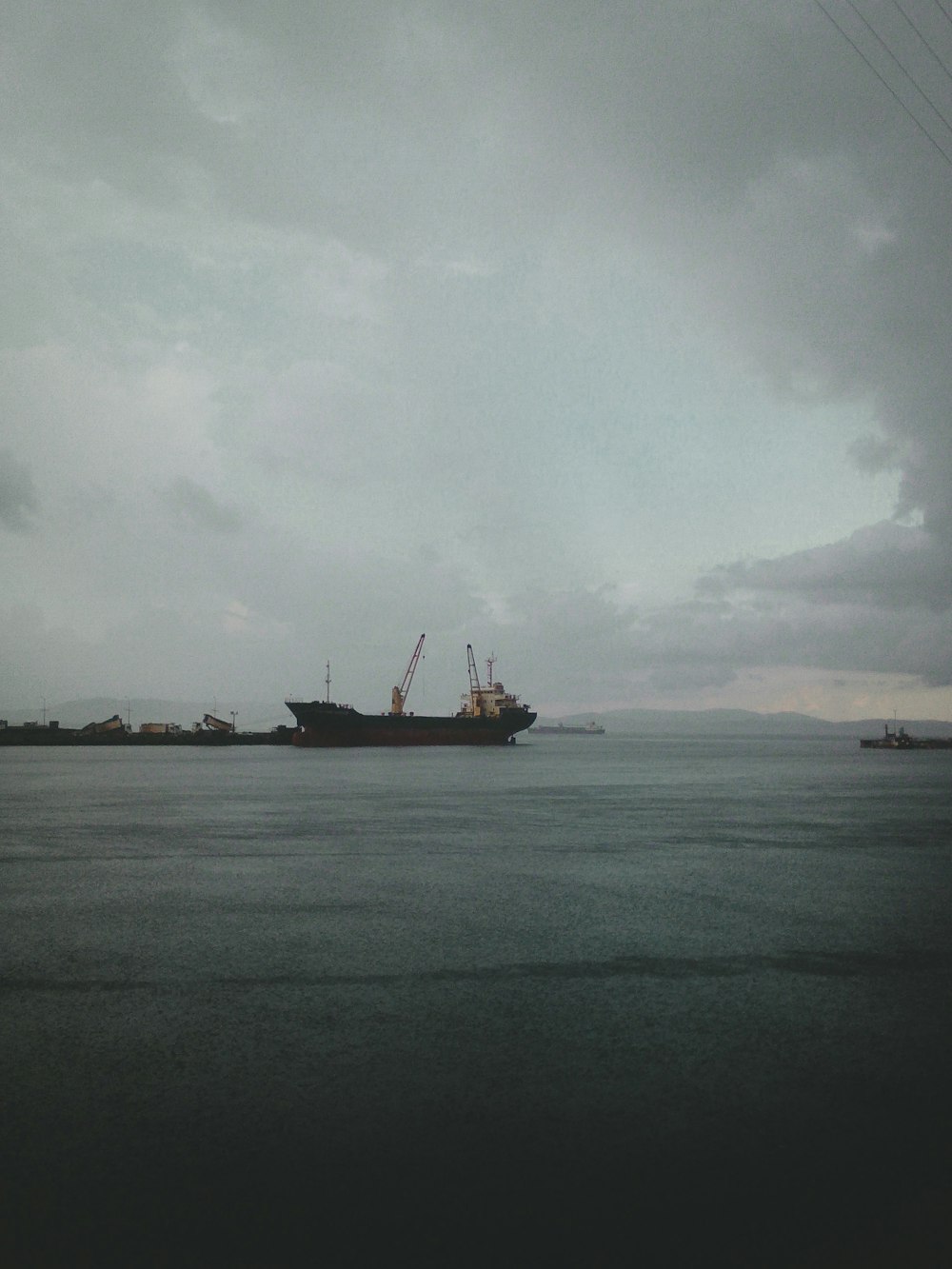 a large ship in the middle of a body of water