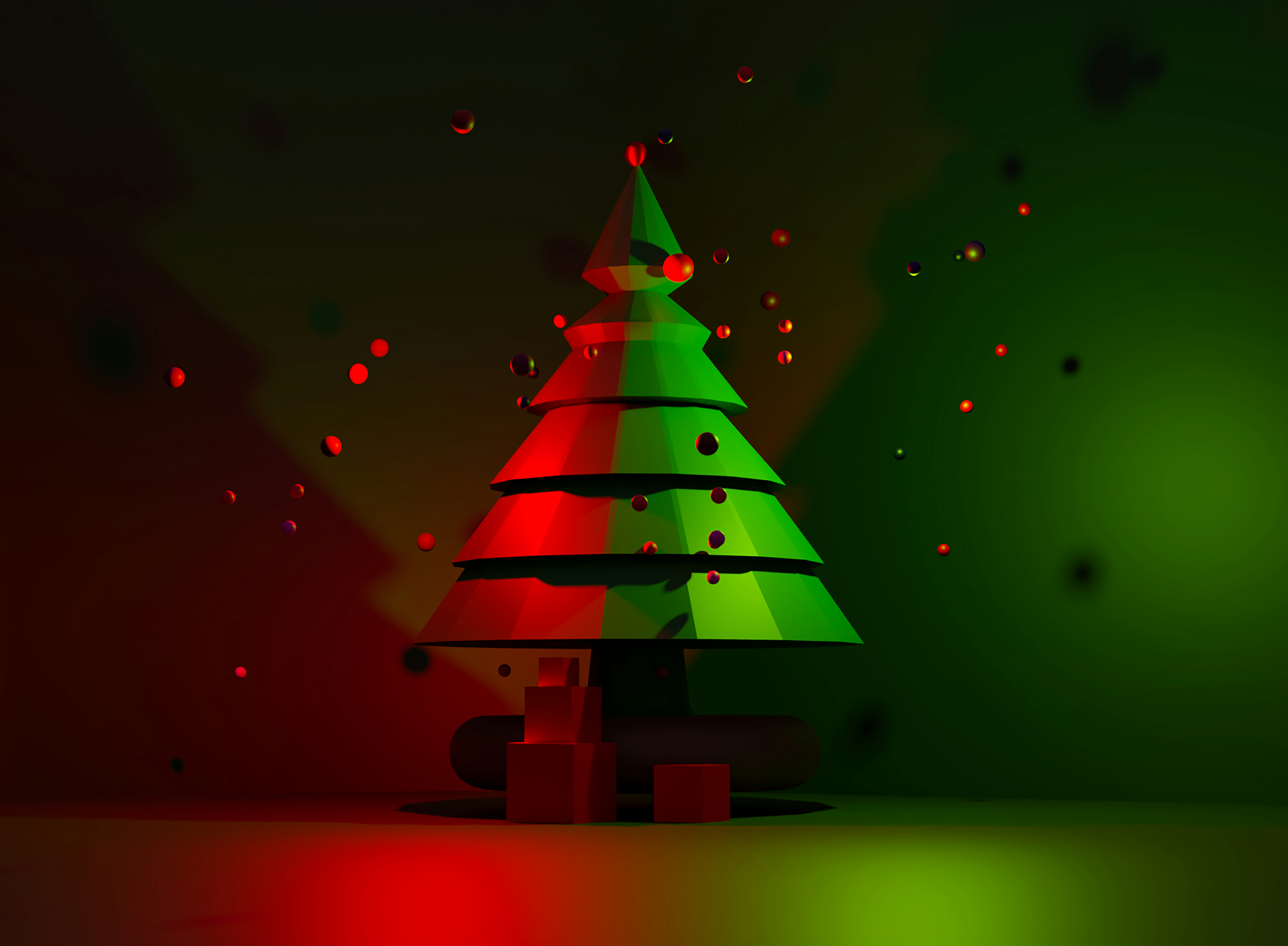 A green and red christmas tree on a red and green background photo ...