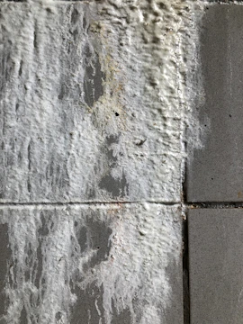Close-up of damp wall before treatment showing salt deposits and moisture damage.