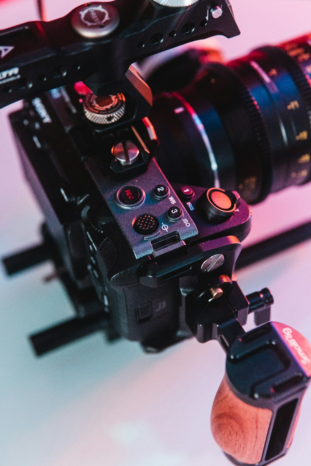 a close up of a camera on a tripod