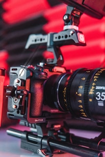 a close up of a camera on a tripod