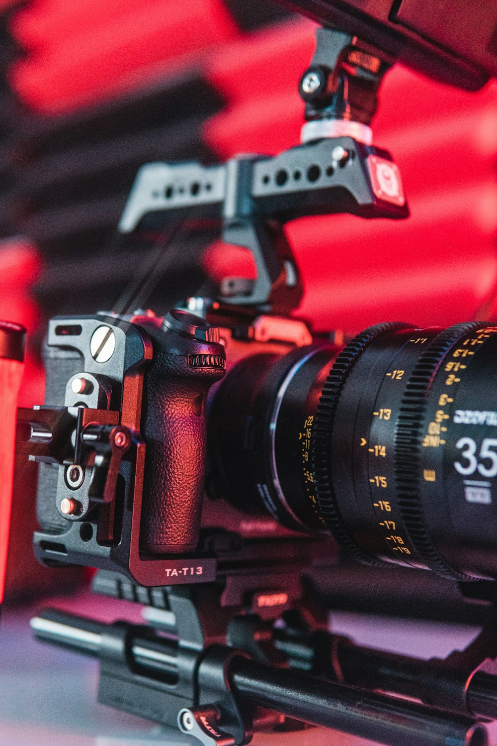 a close up of a camera on a tripod