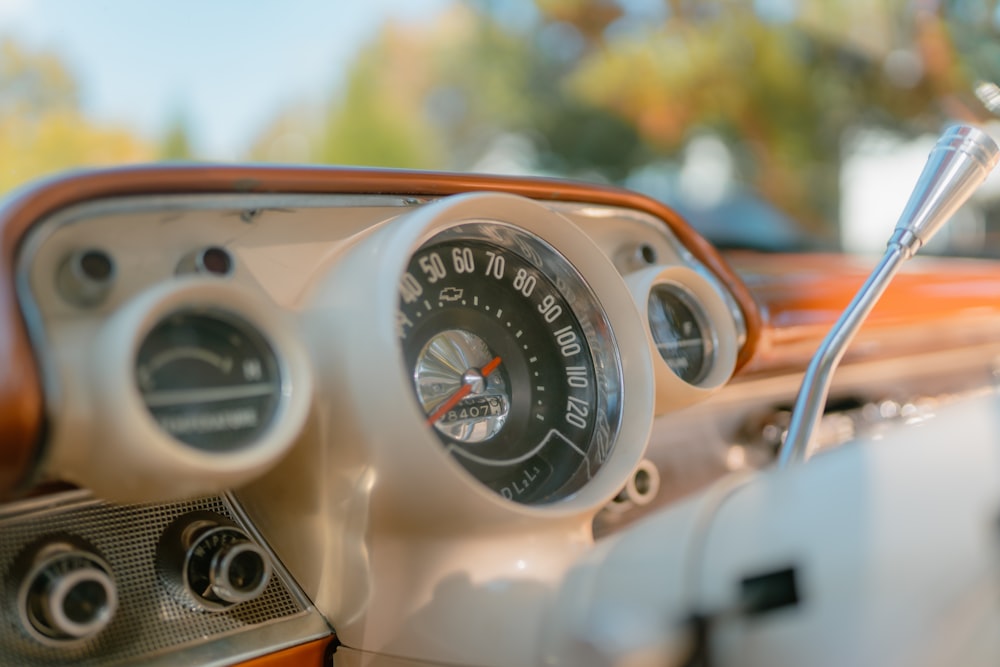 a close up of a speedometer on a car