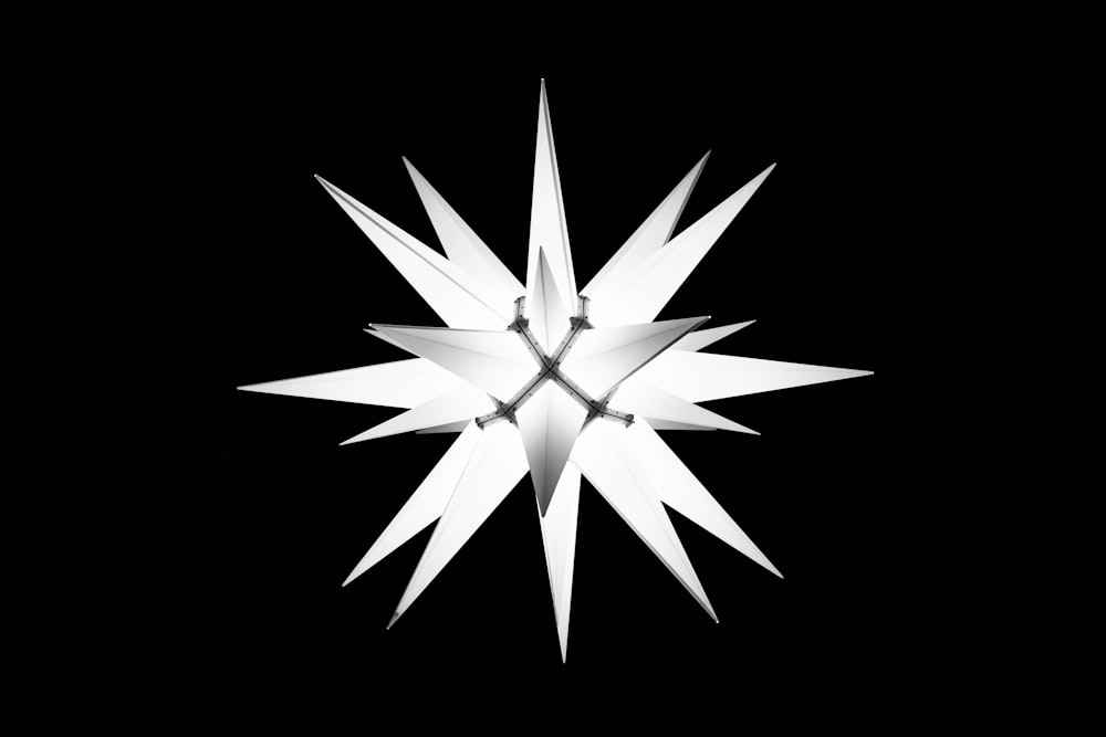 a black and white photo of a snowflake