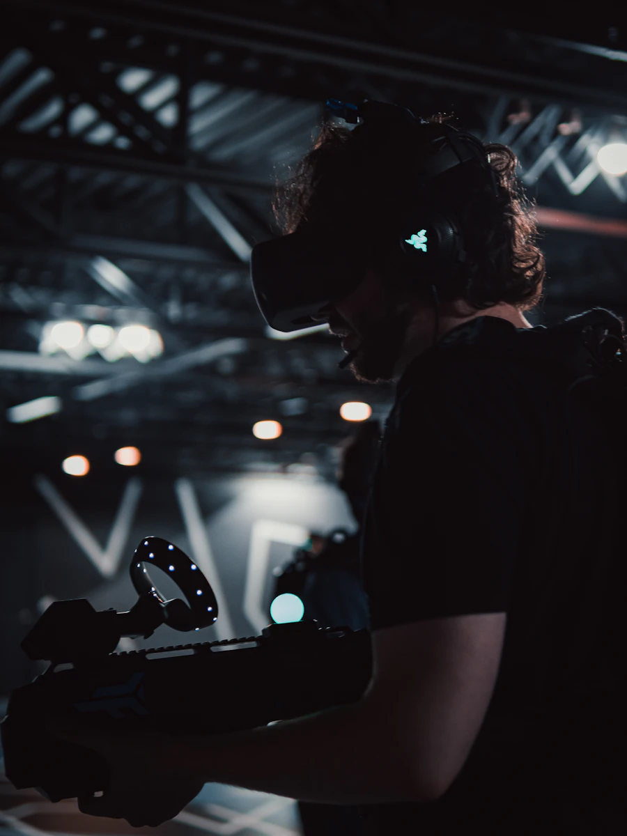 Person wearing a virtual reality headset
