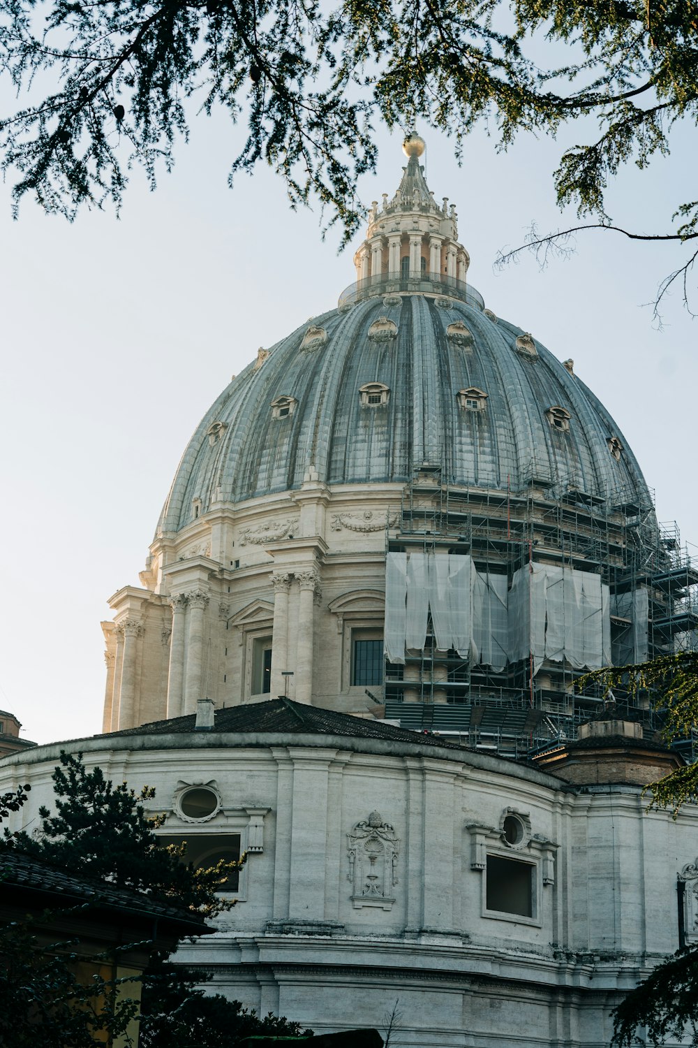 the dome of a building with scaffolding around it