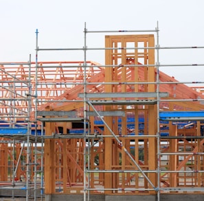 a building under construction with scaffolding around it