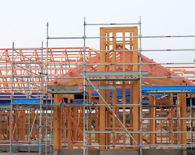 a building under construction with scaffolding around it