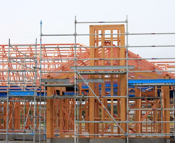 a building under construction with scaffolding around it