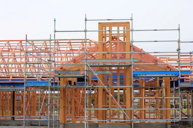 a building under construction with scaffolding around it