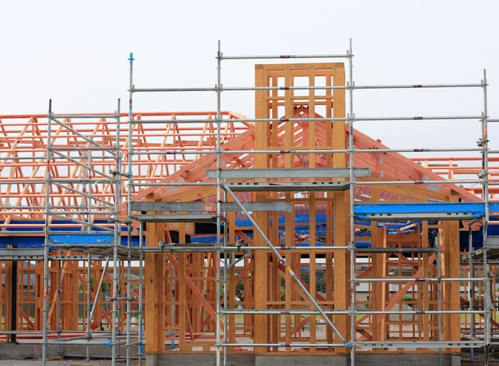 a building under construction with scaffolding around it