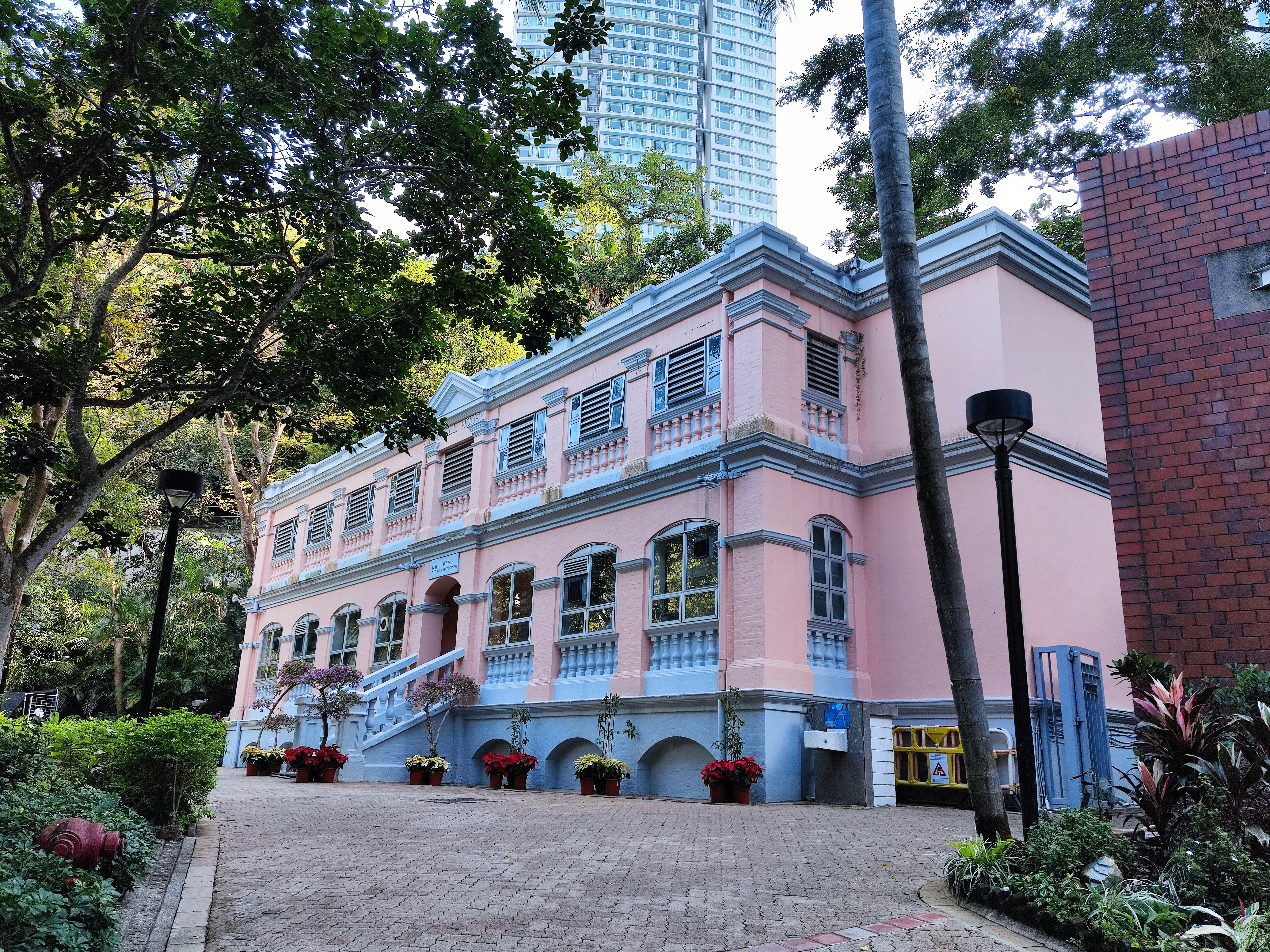 Wavell Block in Hong Kong Park of Hong Kong. It was the staff quarters for married officers of the British Army. Hong Kong Park was built on the former Victoria Barracks and redeveloped into a park and opened in 1991. Thus various old architectural buildings were renovated and converted into new usages, like this Wavell Block was converted into an education center.
