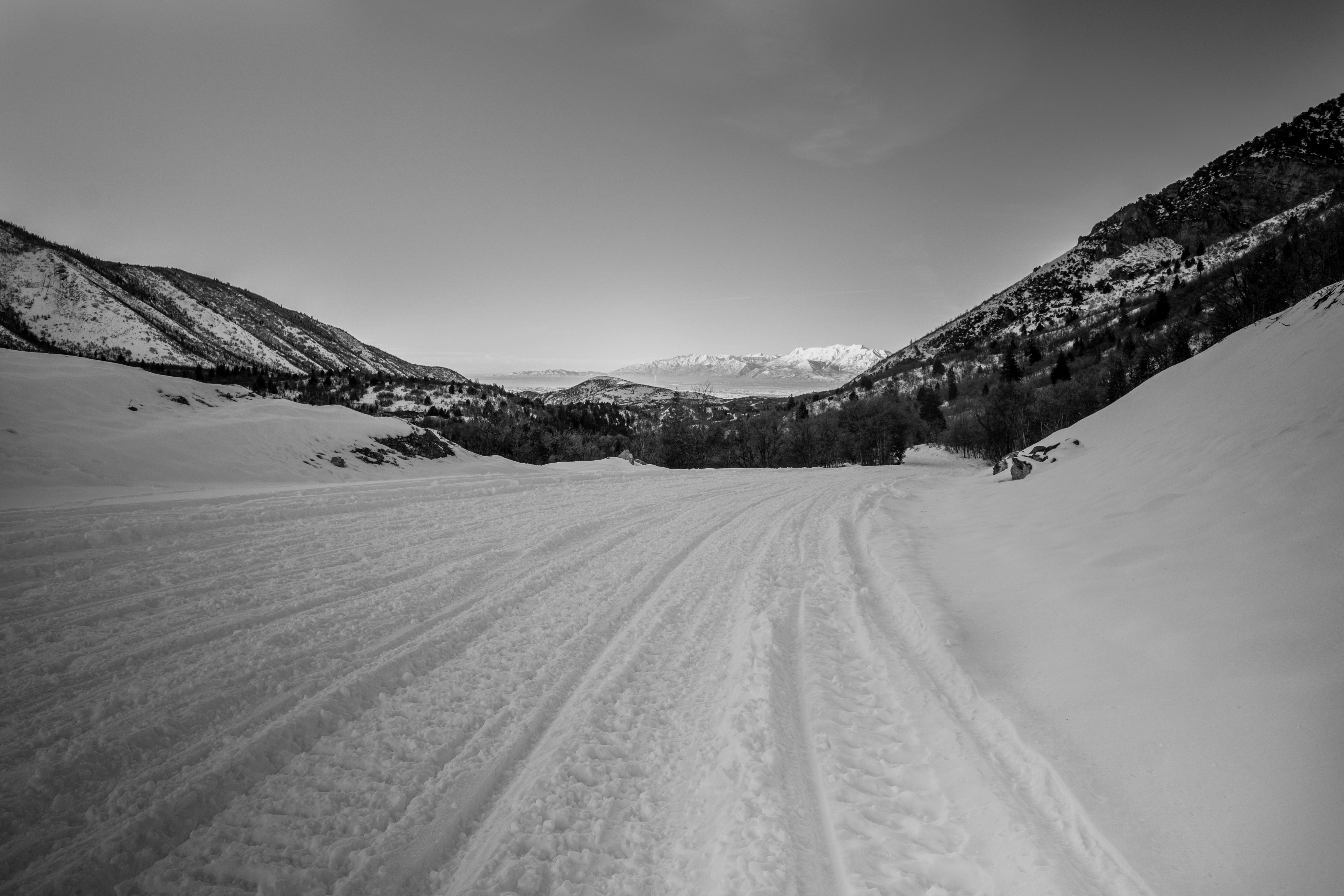 a person riding skis down a snow covered slope