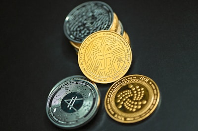 a group of coins sitting on top of a table