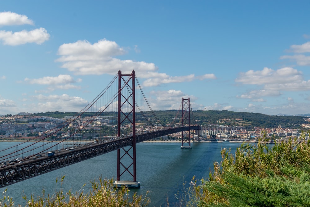 a large bridge spanning over a large body of water