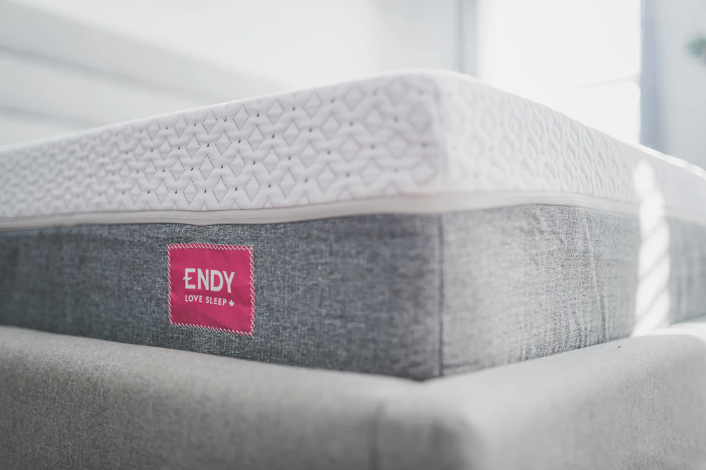 a close up of a mattress with a label on it
