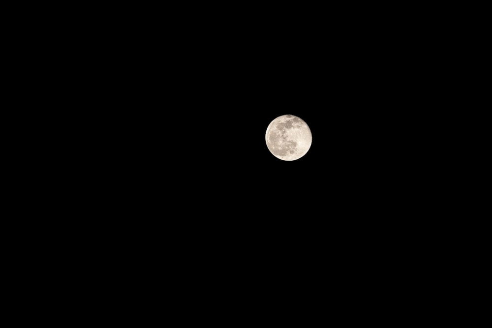 a full moon is seen in the dark sky