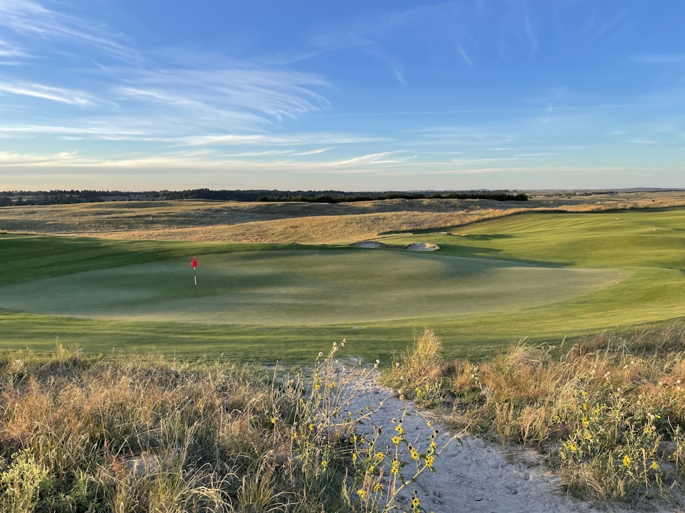 a view of a golf course from a distance