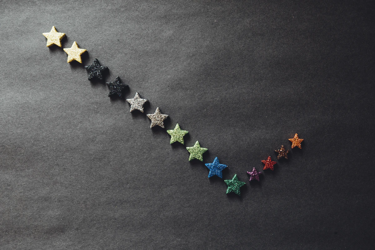 Fileira de estrelas douradas representando avaliação de clientes