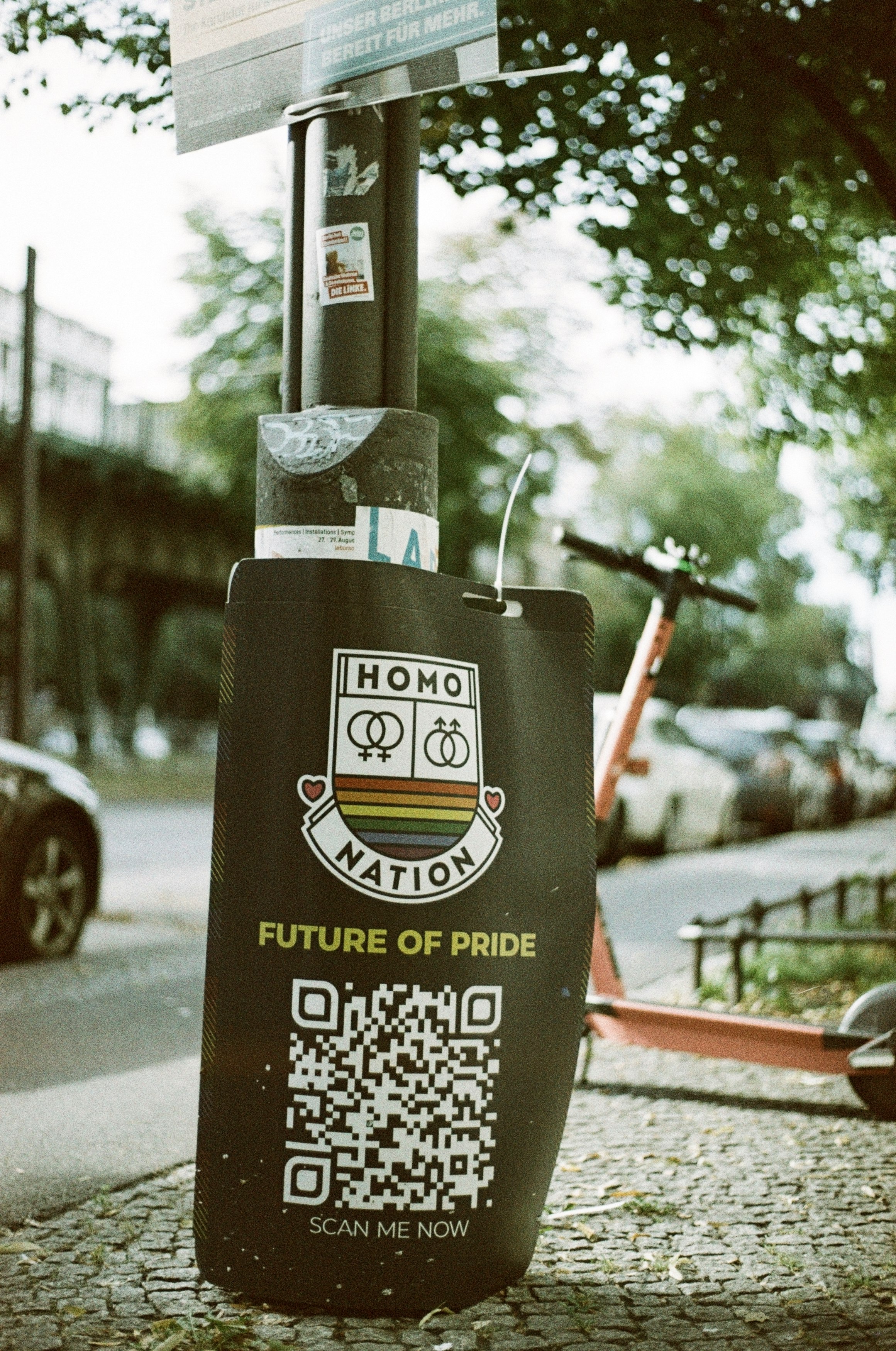 Event poster – HOMO NATION :: FUTURE  OF PRIDE. Leica R7 (1994), Summilux-R 1.4 50mm (1983). Hi-Res analog scan by www.totallyinfocus.com – Lomochrome Metropolis