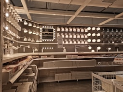 A display of various electrical lighting fixtures.