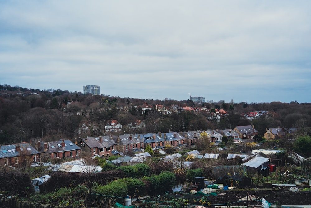 a view of a city with lots of houses