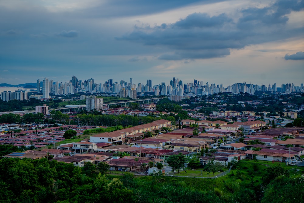 a view of a city from a hill