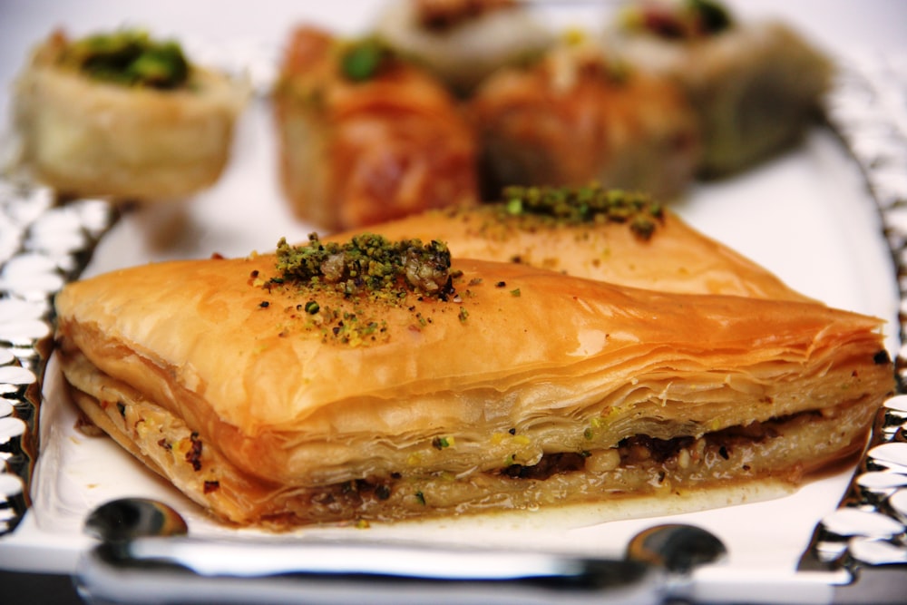 a close up of a pastry on a plate