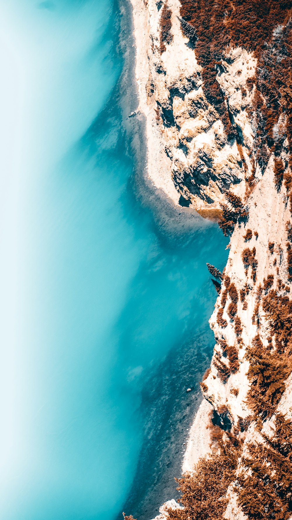 an aerial view of a body of water