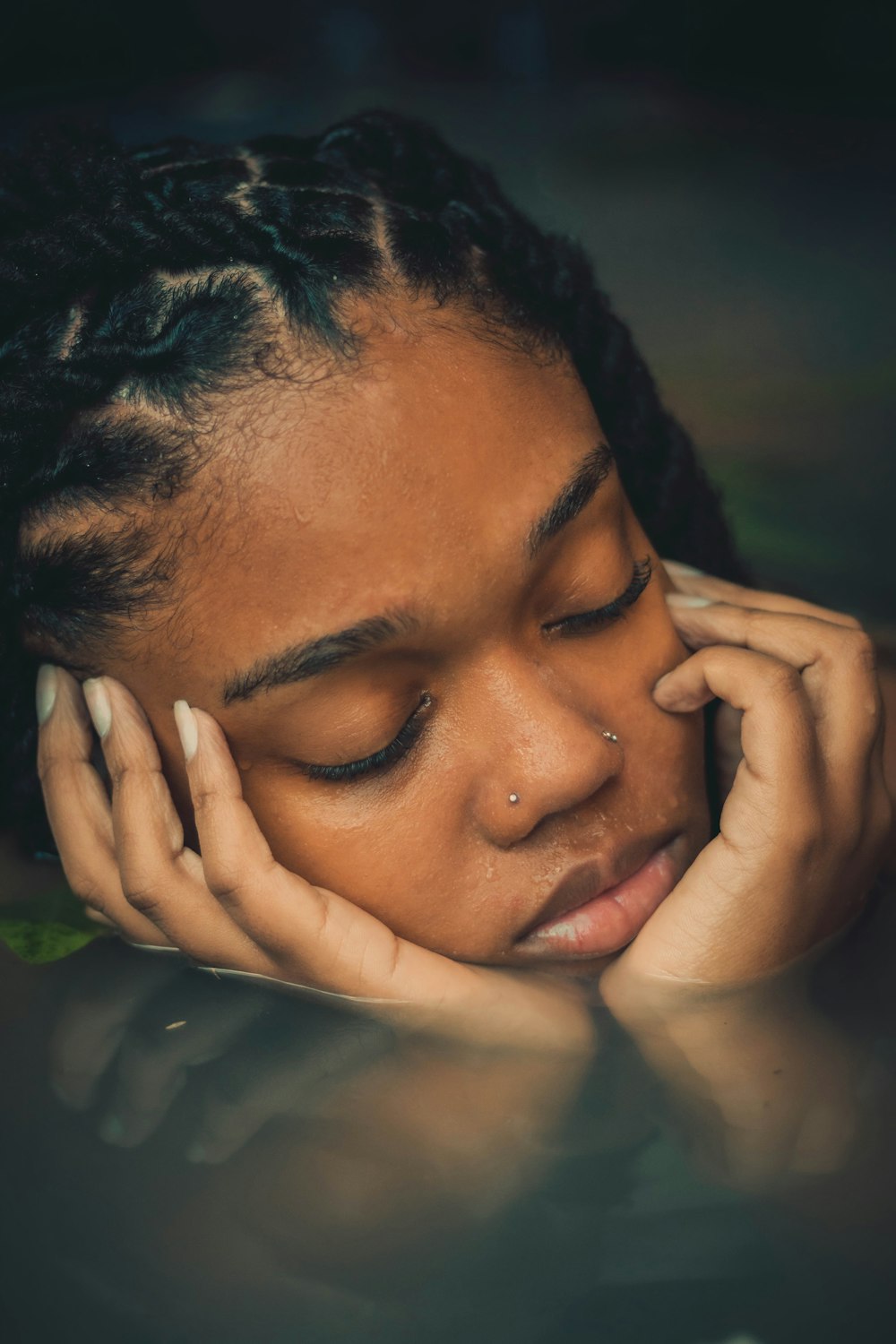 a close up of a person with a cell phone