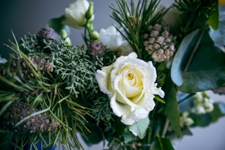Close-up of elegant floral arrangements blending rustic charm and natural beauty.