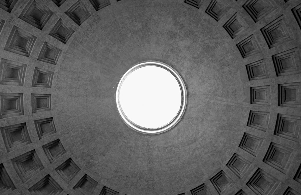 a round window in the ceiling of a building