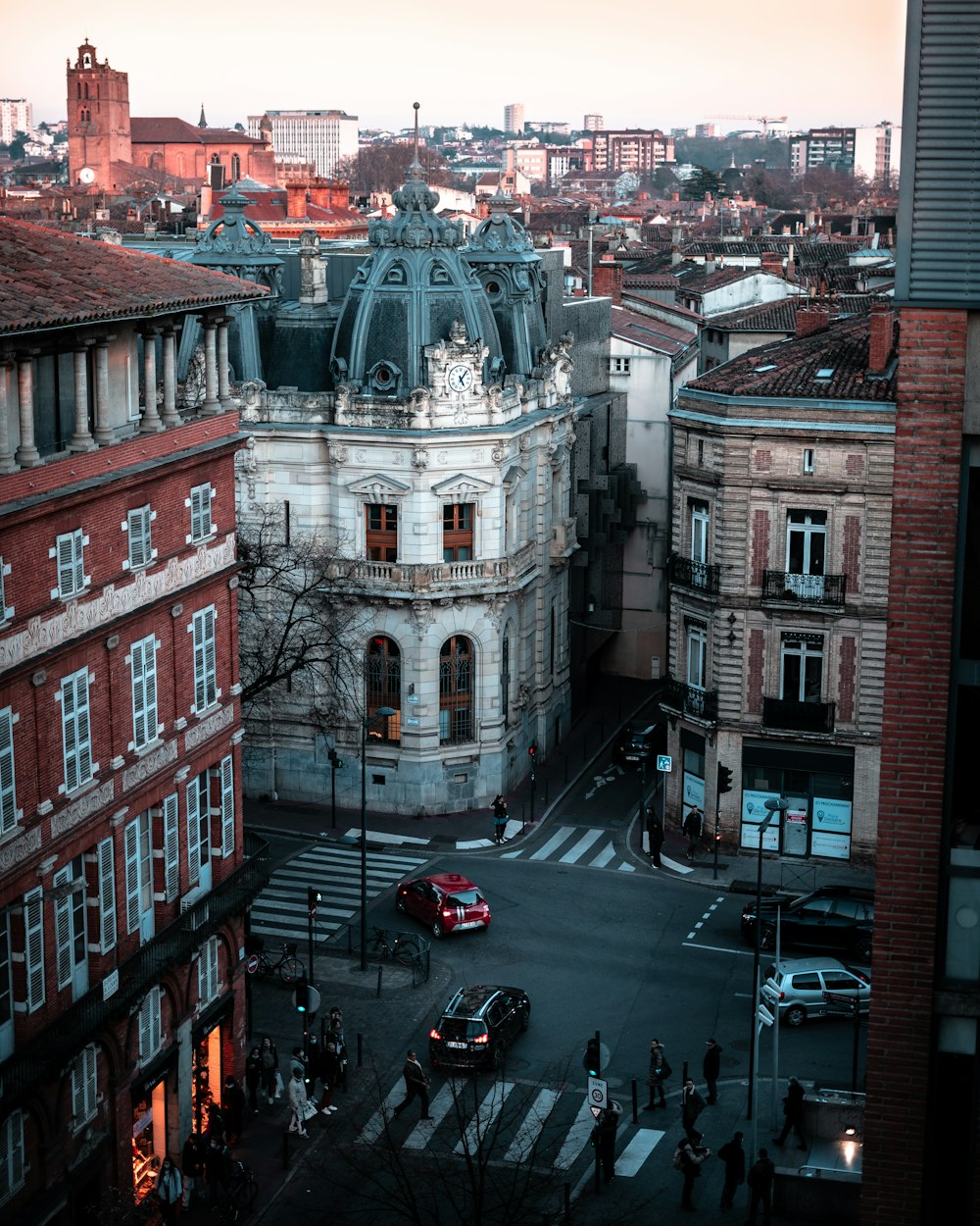 a view of a city from a tall building