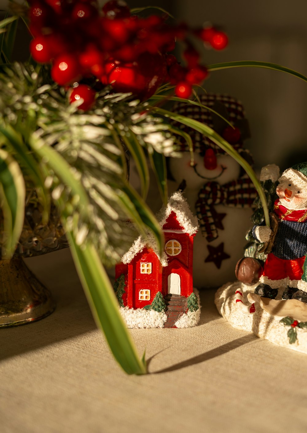 a close up of a christmas decoration on a table