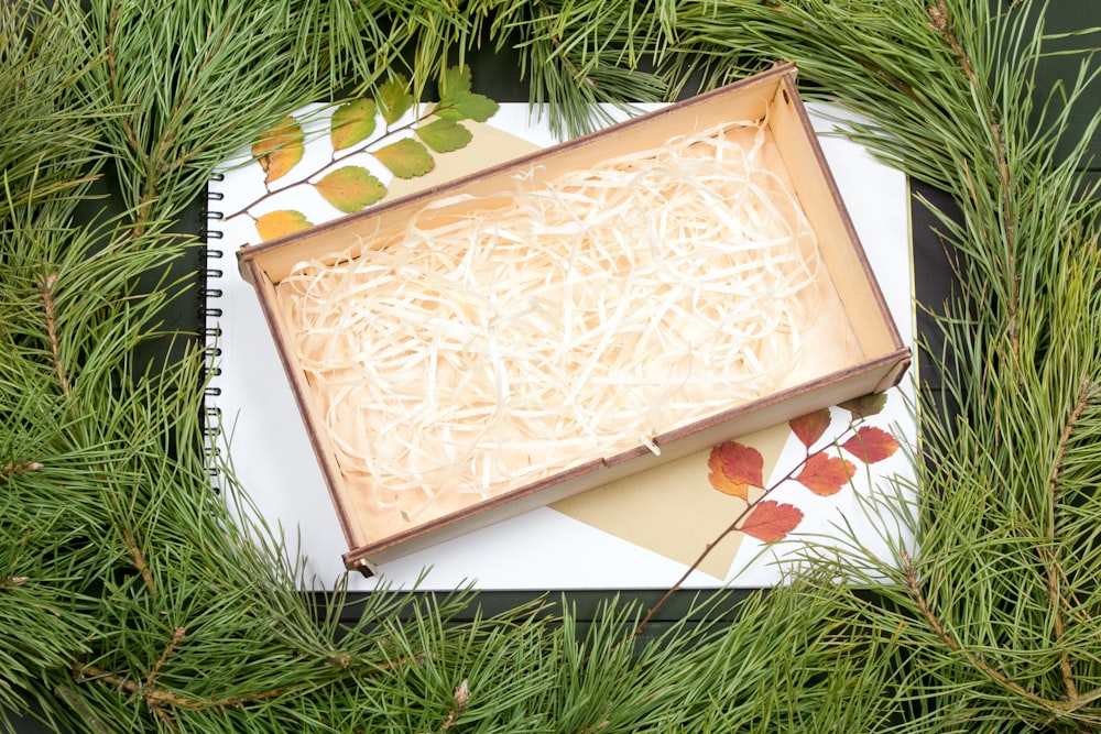 테이블 위에 놓인 갈가리 찢긴 치즈 상자