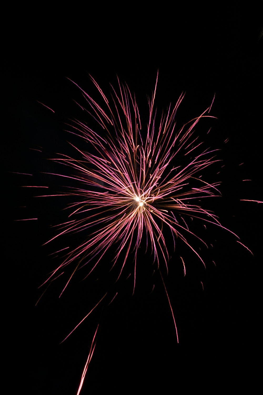 a fireworks is lit up in the dark sky