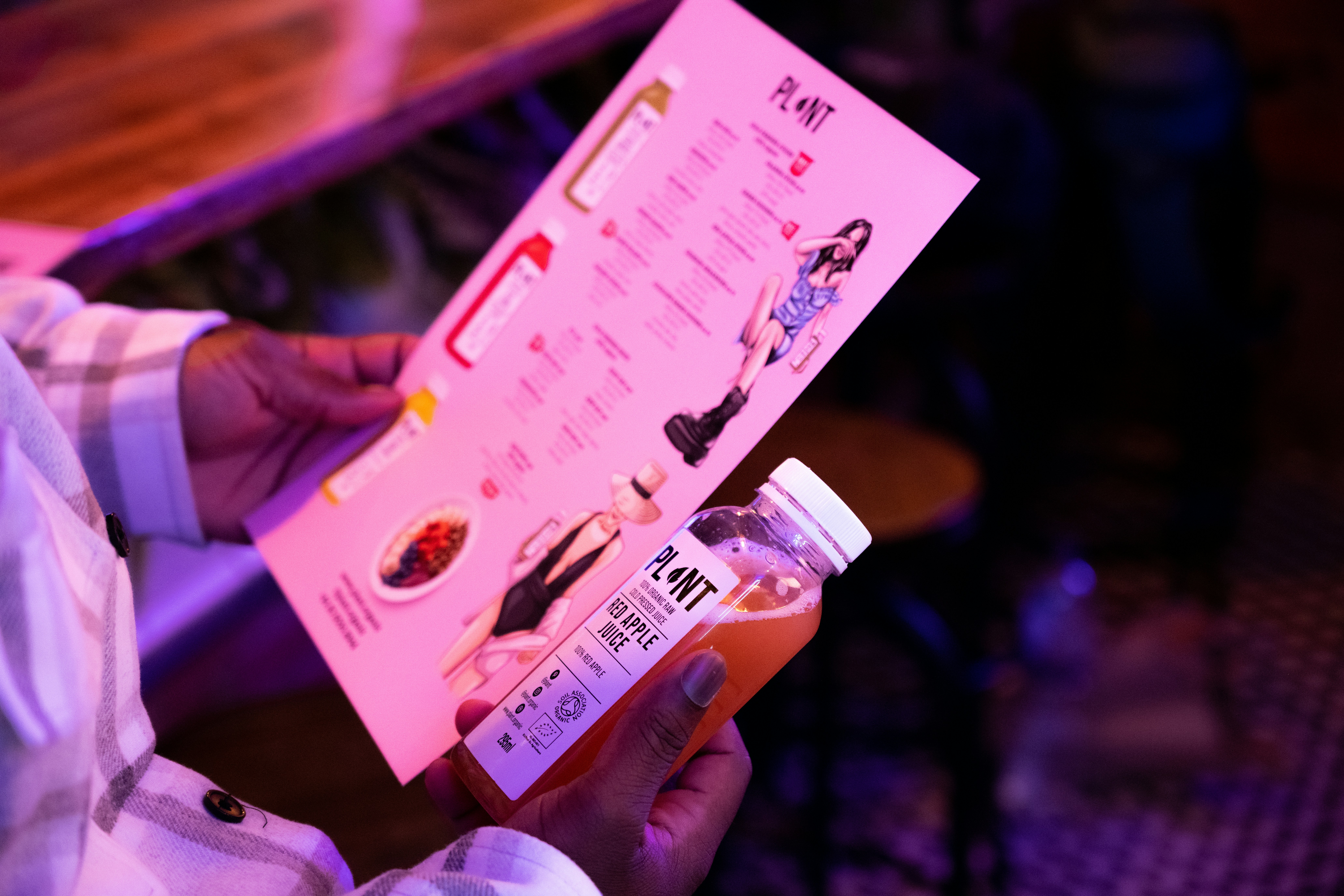 Fresh cold-pressed juices on display