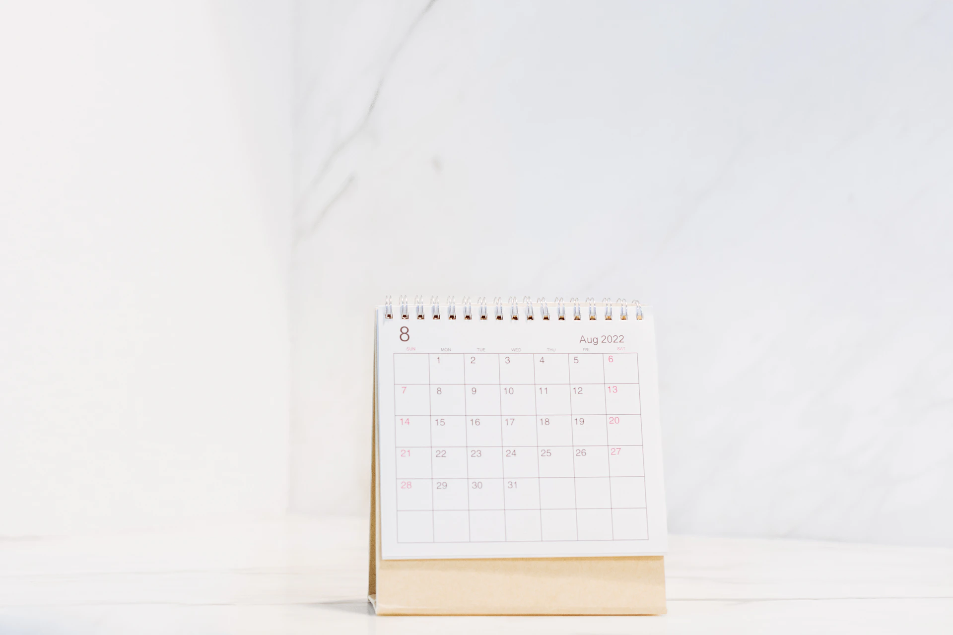 a calendar sitting on top of a table
