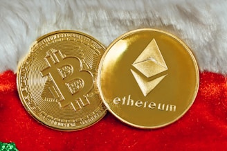 A close up of a gold bit coin