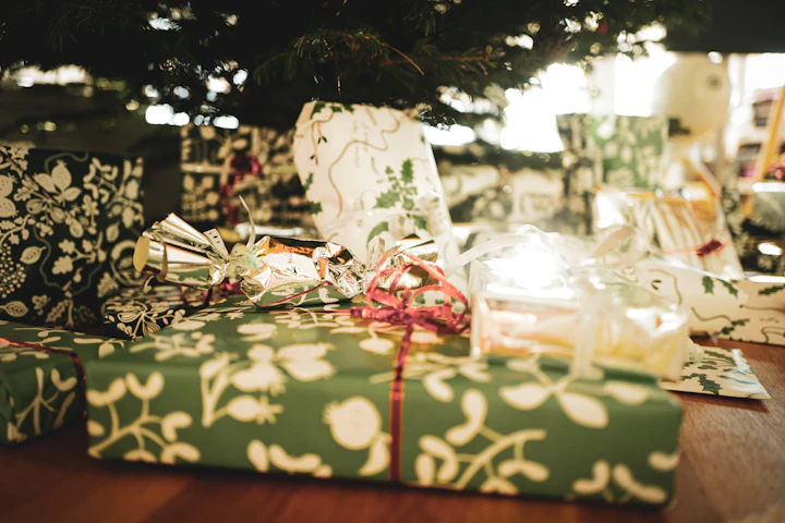 Beautifully wrapped presents under a tree