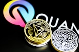 a close up of two coins on a table