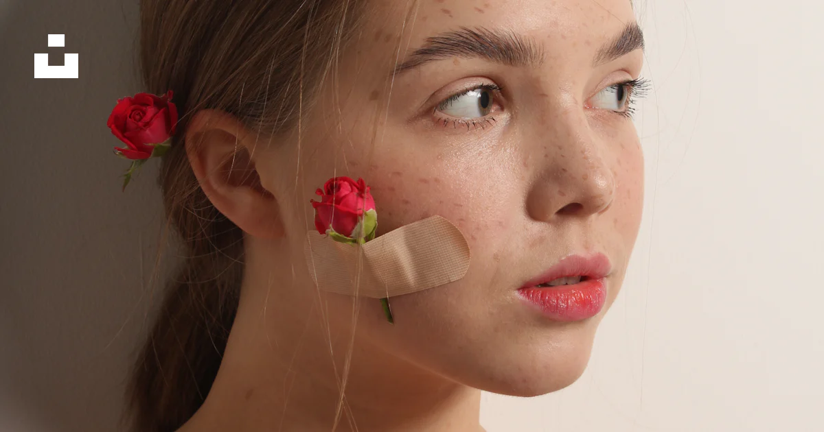 A woman with roses taped to her face photo – Free Flowers Image on Unsplash