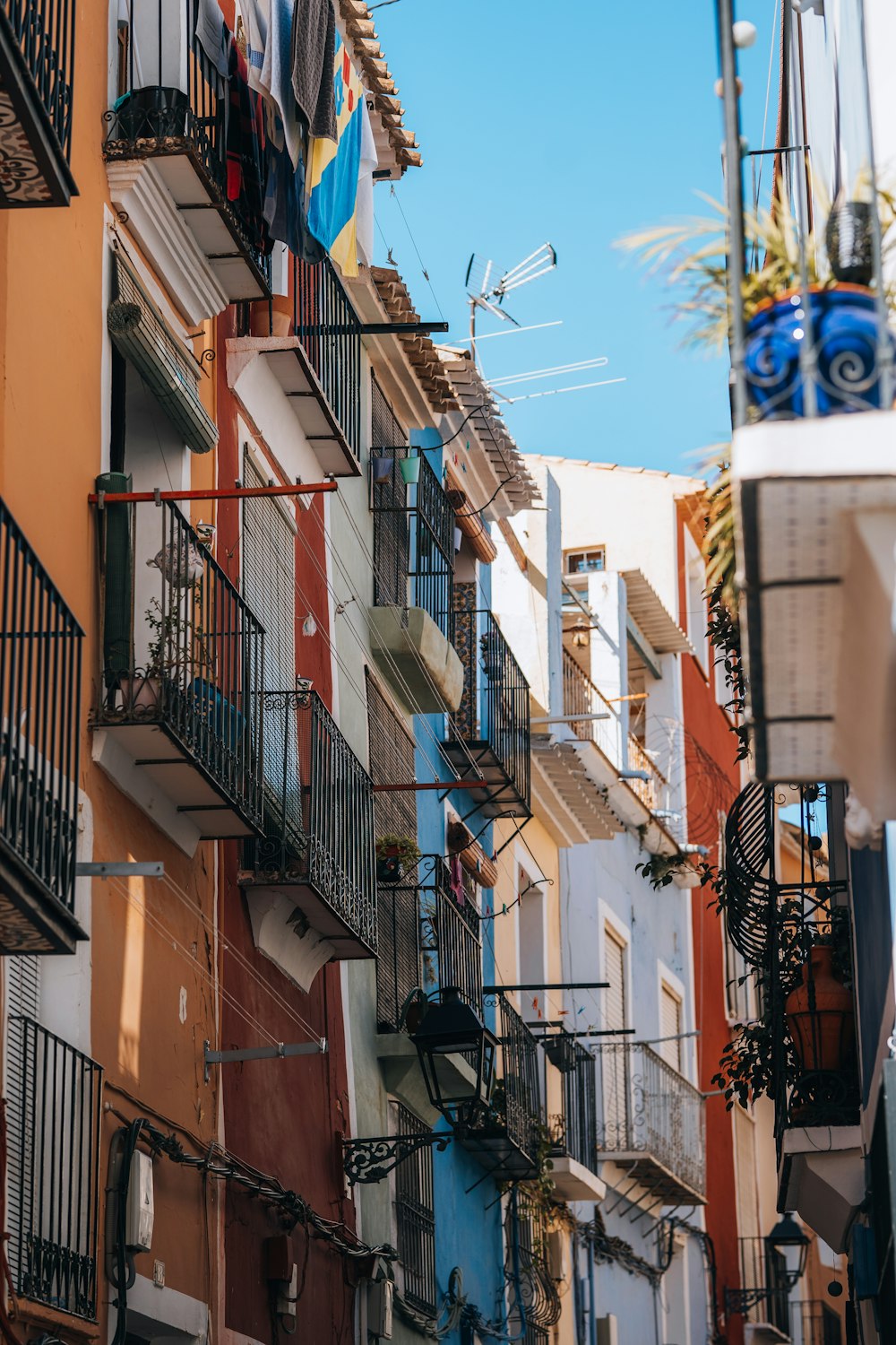 a row of buildings with balconies and balconies on them