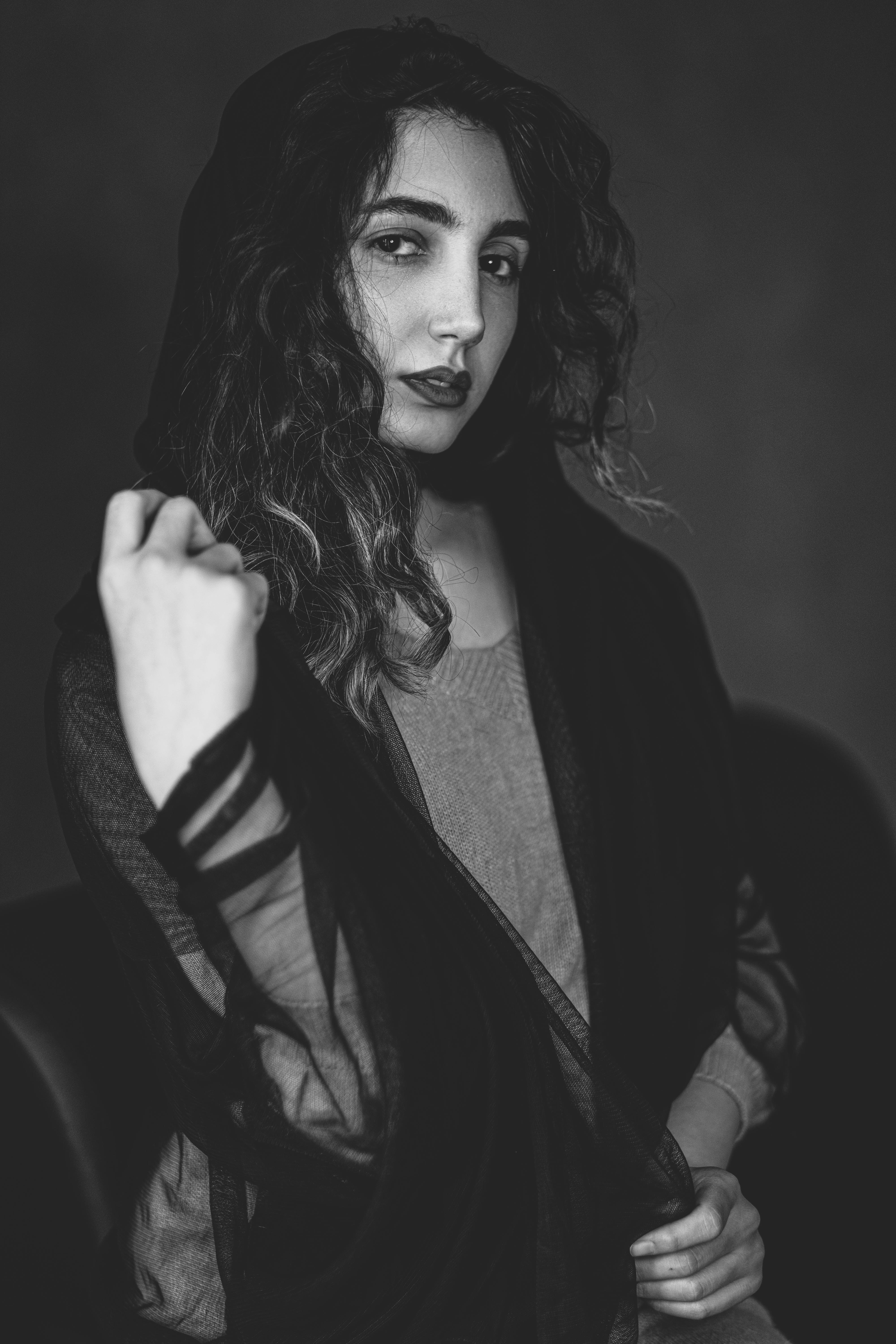 a black and white photo of a woman